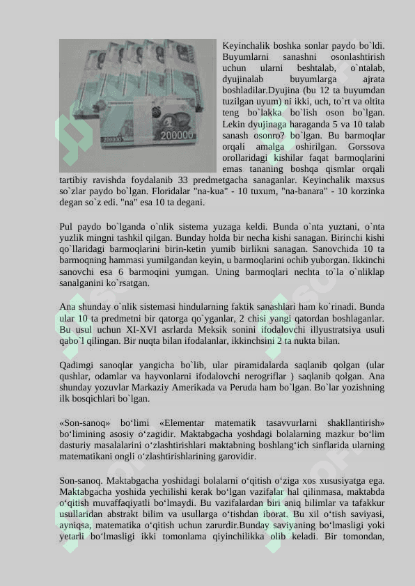 Elementar matematika. Sanash faoliyatining rivojlanish bosqichlari 3