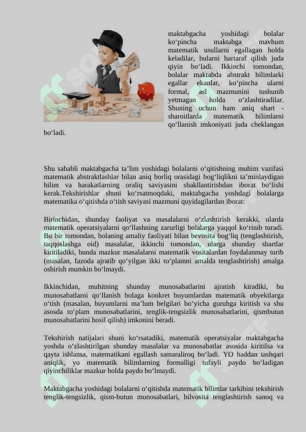 Elementar matematika. Sanash faoliyatining rivojlanish bosqichlari 4