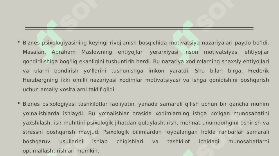 Biznes psixologiyaning vujudga kelish tarixi 8
