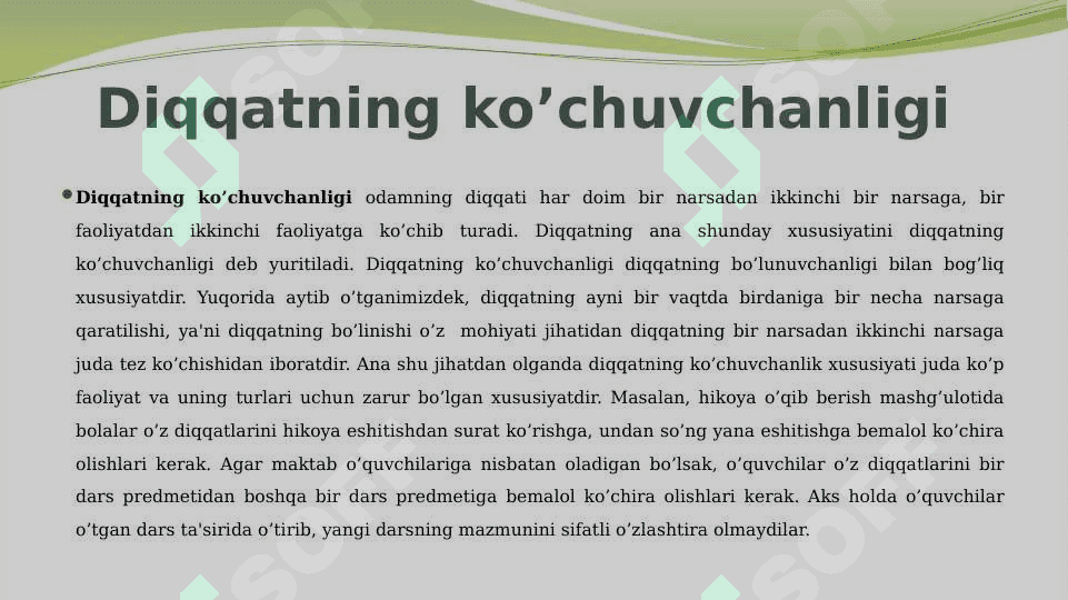 DIQQATNING KO‘CHUVCHANLIGI VA TAQSIMLANISHINI O‘RGANISH 5
