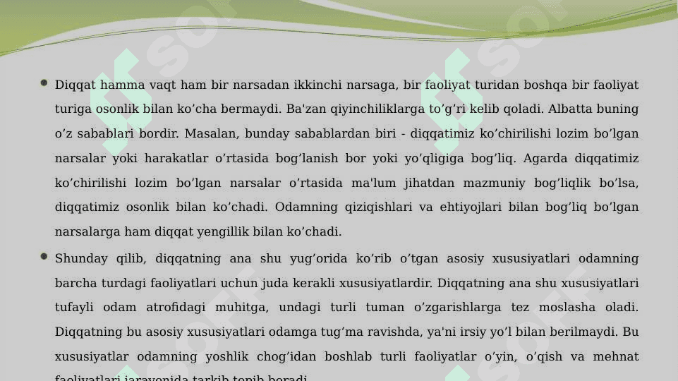 DIQQATNING KO‘CHUVCHANLIGI VA TAQSIMLANISHINI O‘RGANISH 6