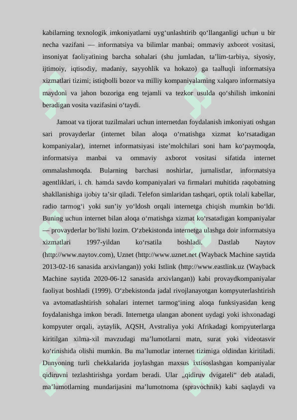 INTERNETNING ASOSIY IMKONIYATLARI 8