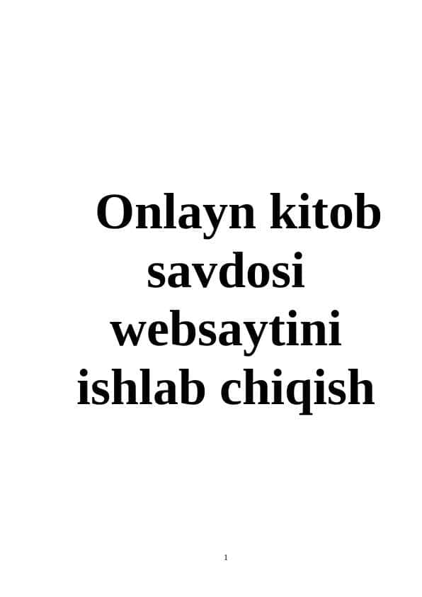 Onlayn kitob savdosi websaytini ishlab chiqish 1