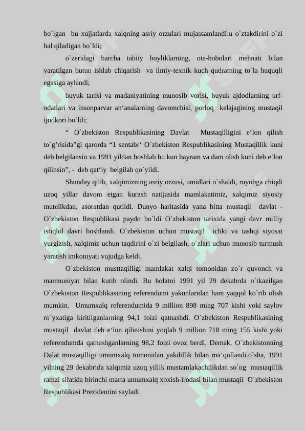O‘zbekistonda milliy ongning o'sib borishi, o‘zbek tiliga davlat tili maqomini berilishi, mustaqillik yo‘lidagi dastlabki qadamlar. 8