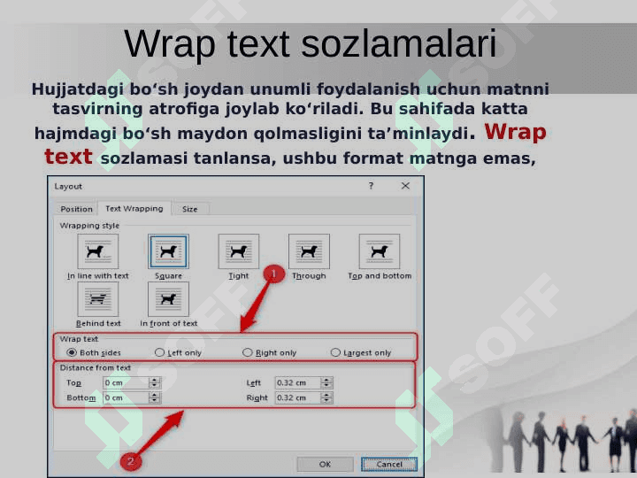 Wrap text sozlamalaridan foydalanish. Tasvirni qirqish va o‘lchamini o‘zgartirish 3