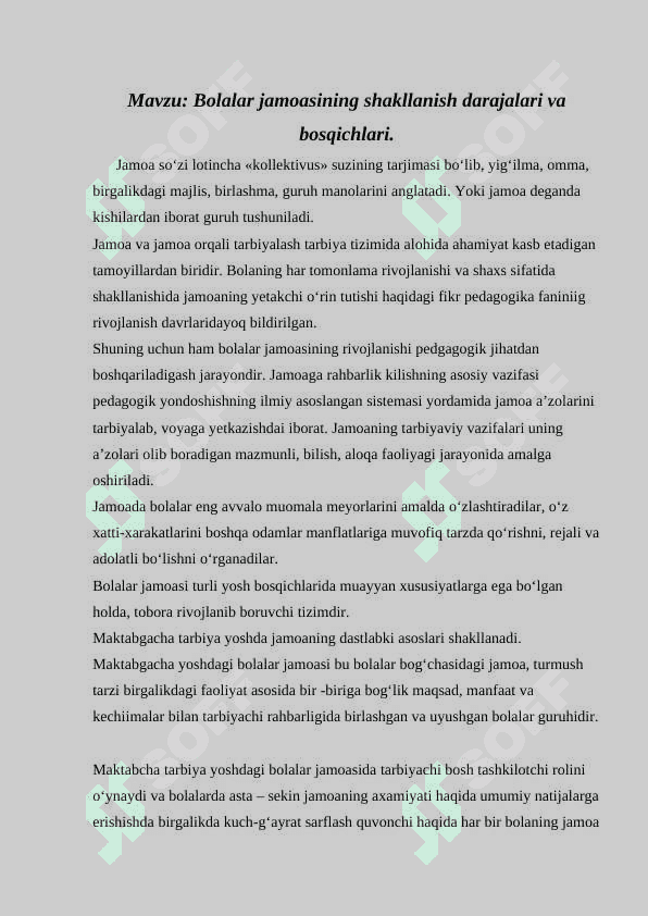BOLALAR JAMOASINING SHAKLLANISH DARAJALARI VA BOSQICHLARI 3
