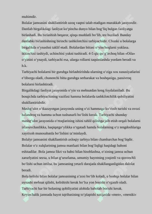 BOLALAR JAMOASINING SHAKLLANISH DARAJALARI VA BOSQICHLARI 6