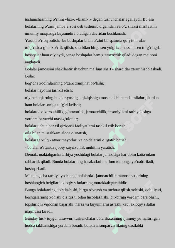 BOLALAR JAMOASINING SHAKLLANISH DARAJALARI VA BOSQICHLARI 7