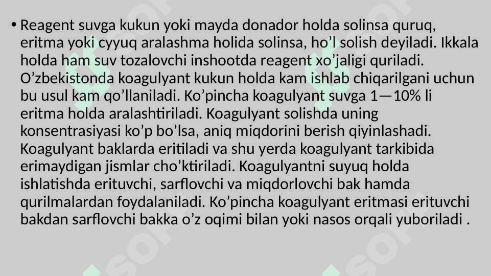 Reagentlar eritmasini do’zalash 4