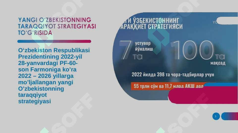 YANGI O’ZBEKISTON TARAQQIYOT STRATEGIYASI ASOSIDA JADAL TARAQQIYOT VA YANGILANISH SARI 3