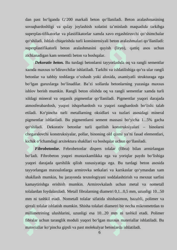 Betonlarning tarkibi va xossalarini o’rganish 6