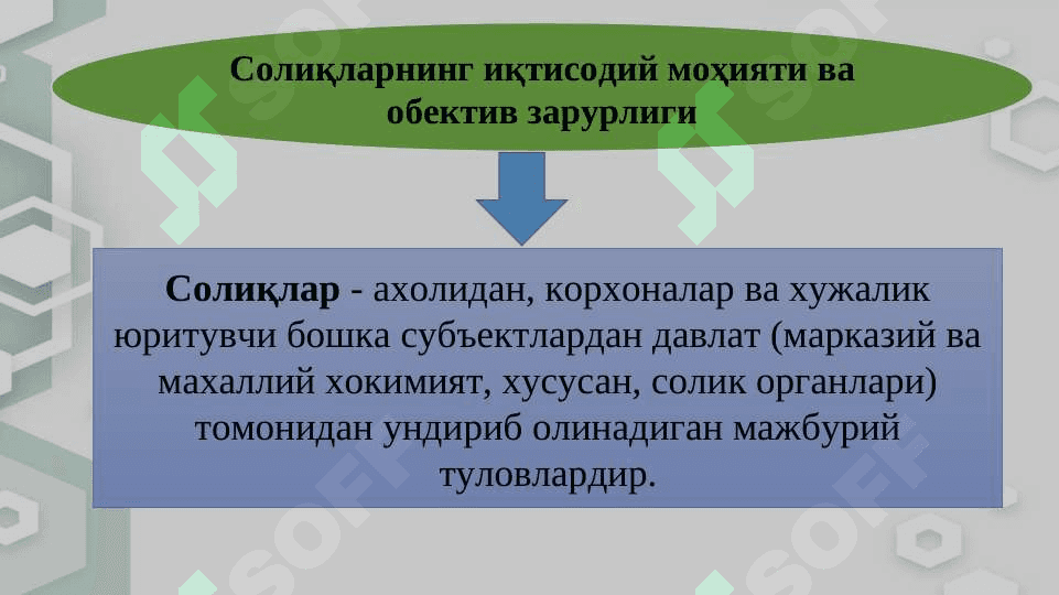 СОЛИҚЛАРНИНГ ИҚТИСОДИЙ МОҲИЯТИ ВА ПРИНЦИПЛАРИ 4
