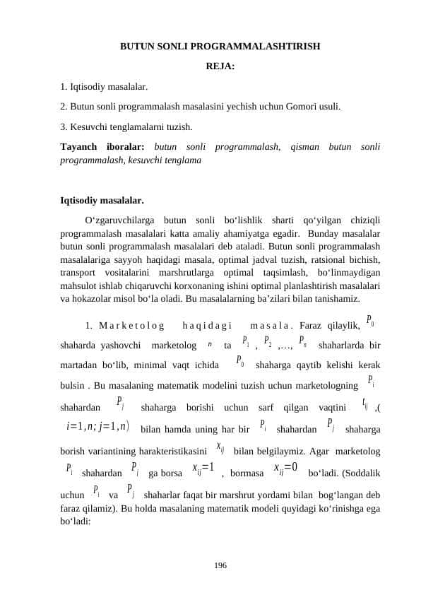 BUTUN SONLI PROGRAMMALASHTIRISH