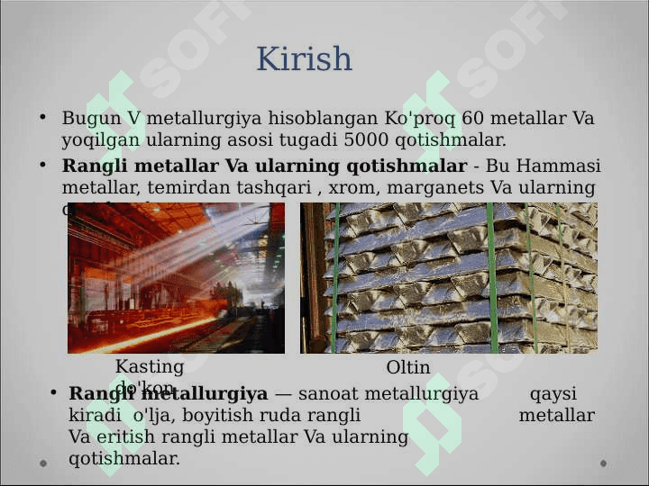 Rangli metallar va ularning qotishmalari 2