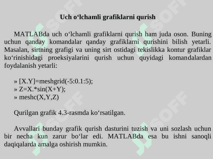 Matlab dasturlashtirish tizimida grafiklarni yaratish 6