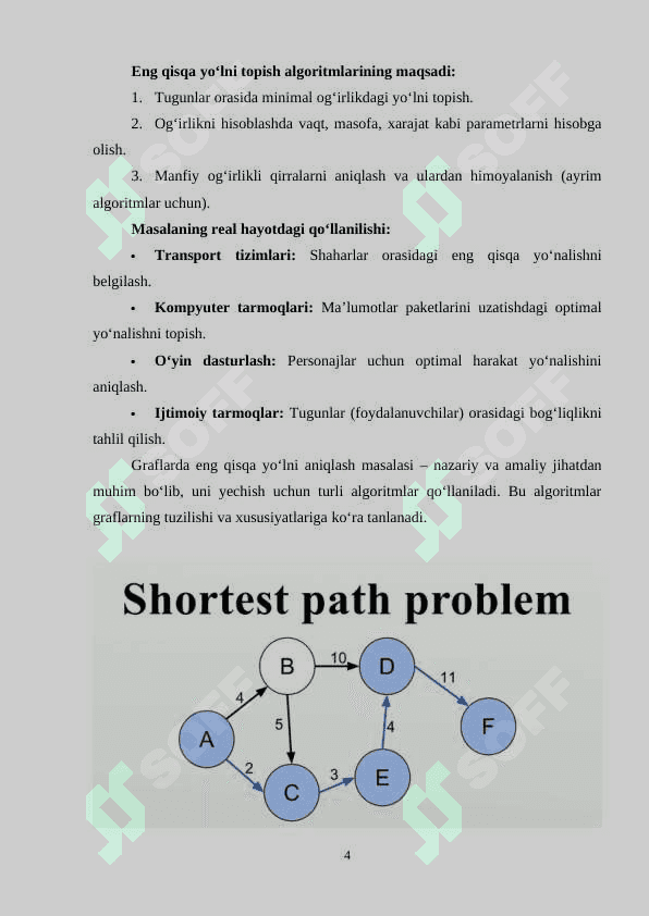 Graflarda eng qisqa yo’lni aniqlash algoritmlari 4