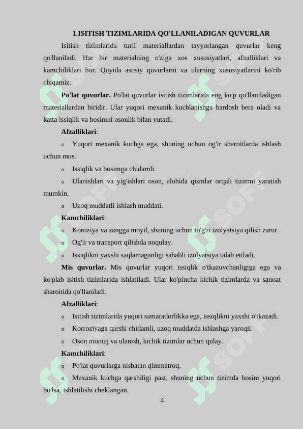 Isitish tizimlarida qo'llaniladigan quvurlar ularning afzallik va kamchiliklari 4