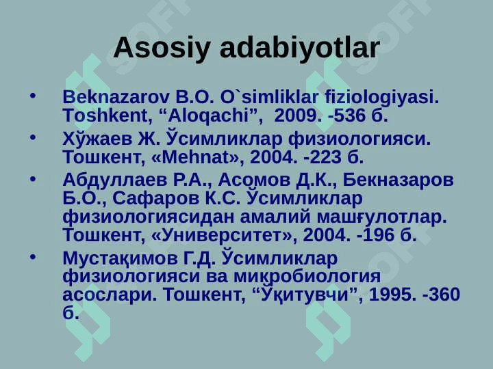 O‘simliklar fiziologiyasi faniga kirish 2