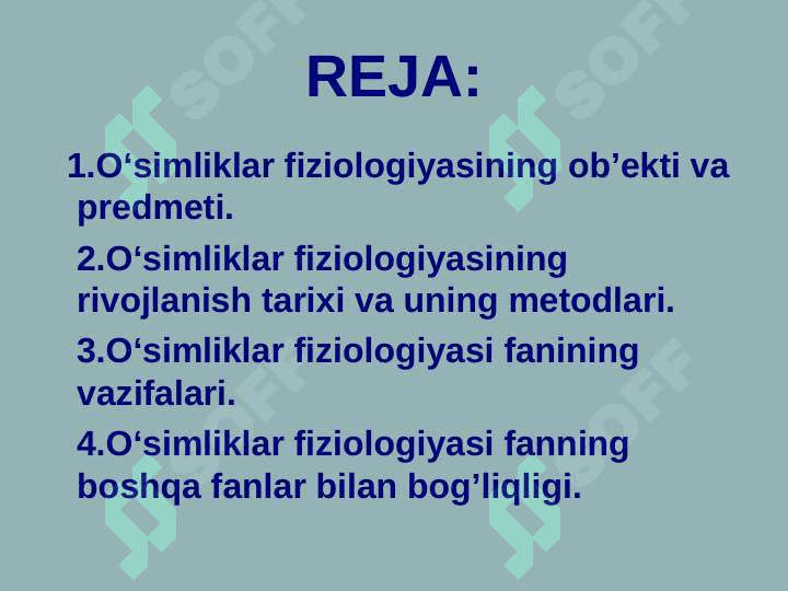 O‘simliklar fiziologiyasi faniga kirish 3