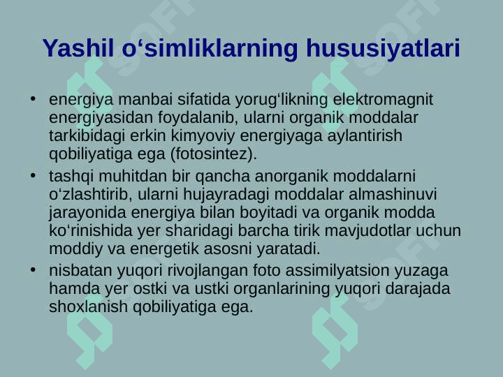 O‘simliklar fiziologiyasi faniga kirish 5