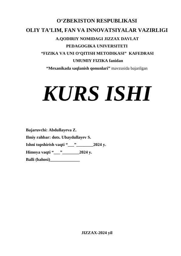 Mexanikada saqlanish qonunlari 1