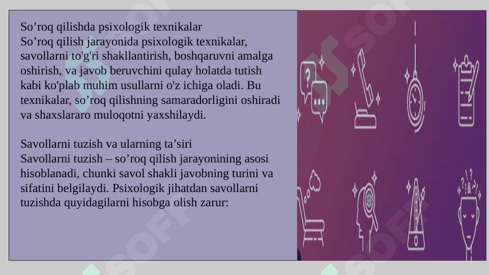 So’roq qilish psixologiyasi slayd 8