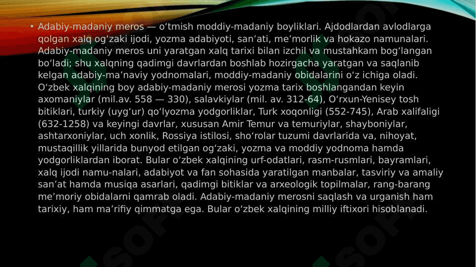 AJDODLARIMIZ MADANIY MEROSI 2