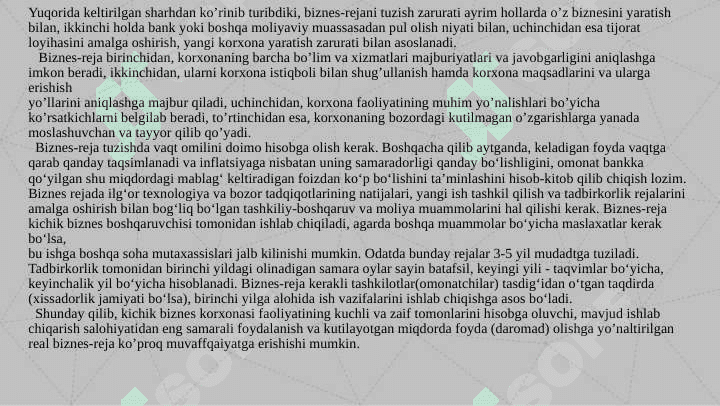 Biznes reja ishlab chiqish va taqdim etish 7