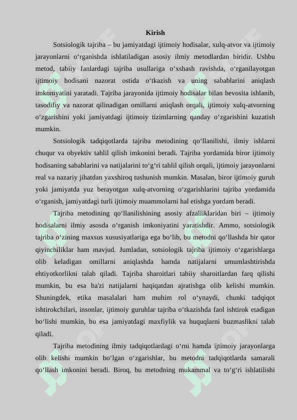 TAJRIBA. SOTSIOLOGIK TAJRIBANING O‘ZIGA XOS XUSUSIYATLARI 3