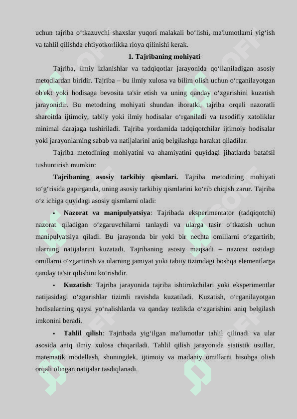 TAJRIBA. SOTSIOLOGIK TAJRIBANING O‘ZIGA XOS XUSUSIYATLARI 4
