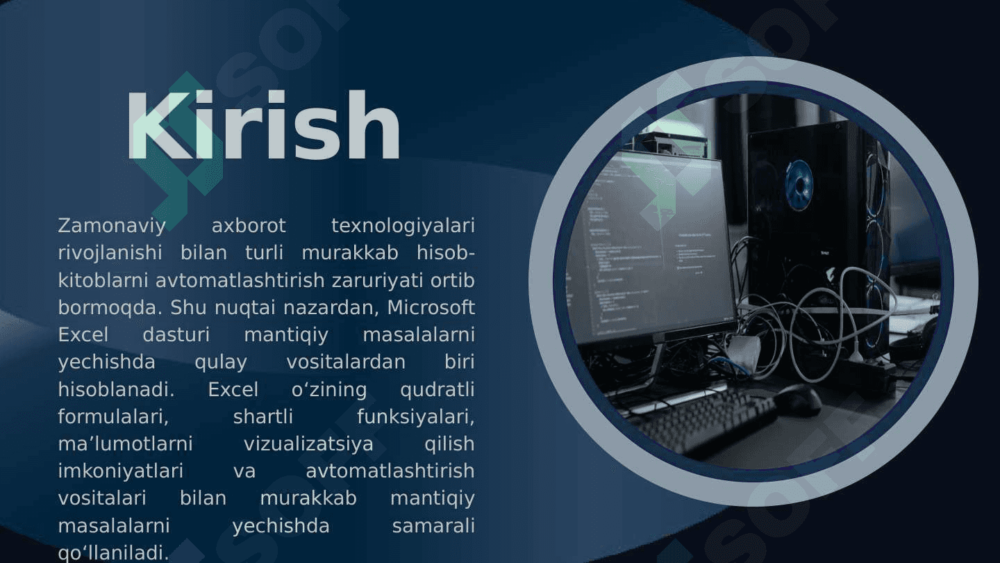 Mantiqiy masalallar yechishda Excel dasturini imkonyatlaridan foydalanish 3