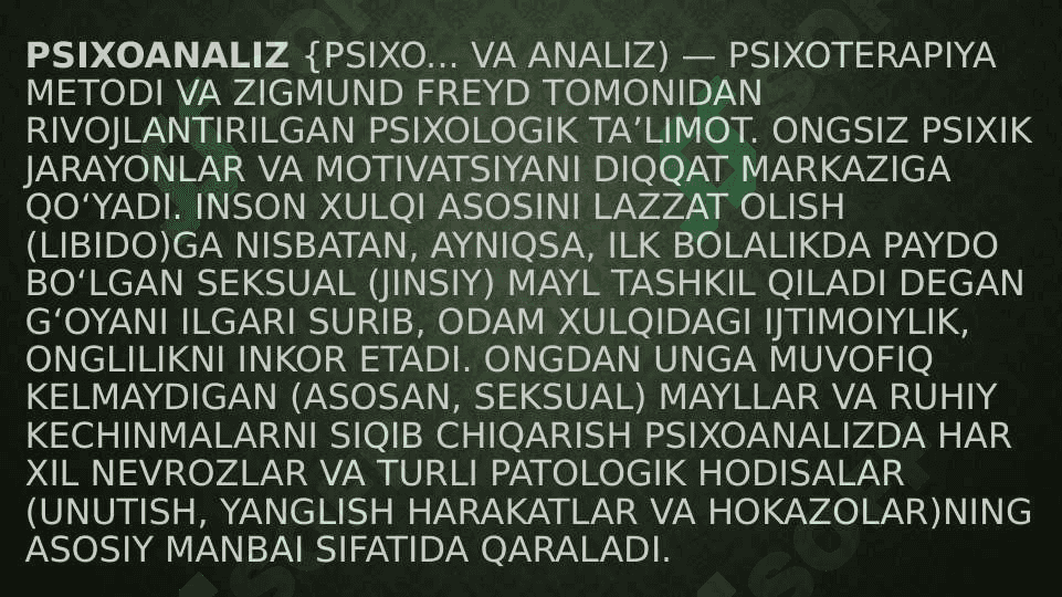 Psixoanaliz va uning rivojlanishi 3