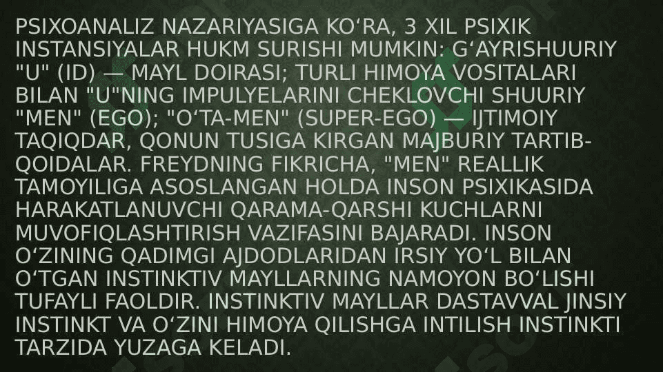 Psixoanaliz va uning rivojlanishi 4
