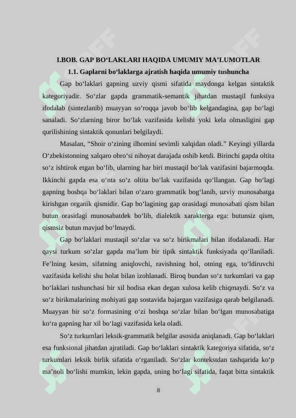 Gapning ikkinchi darajali bo‘laklari 8