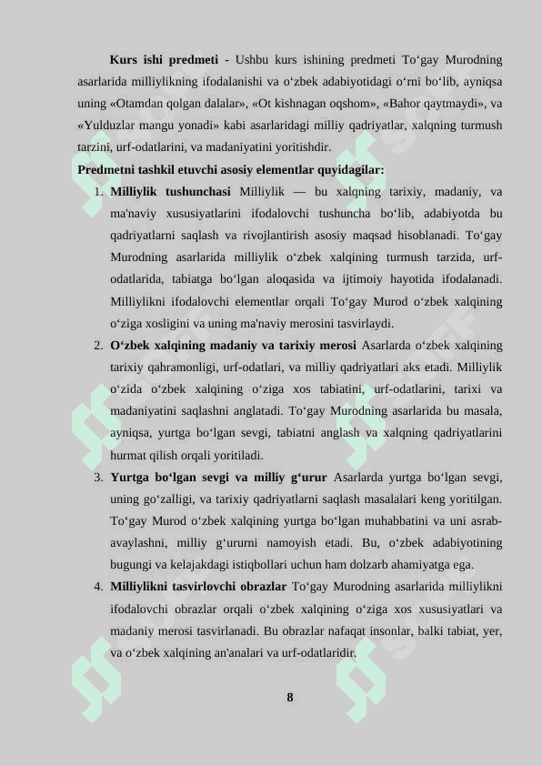 Toğay Murod asarlarida milliylik 8