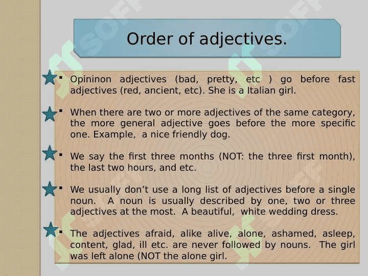 Slayd:The order of adjectives 2