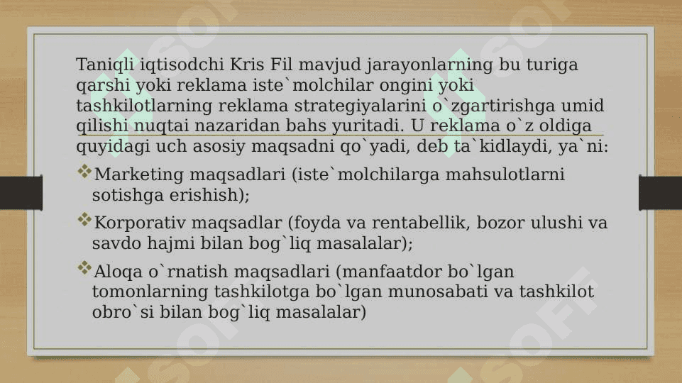 Reklama- marketing kommunikatsiyasining asosiy unsuri 6