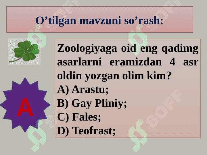 Hayvon organizmining tuzilishi, hayvonlarni klassifikatsiya  qilish. 2