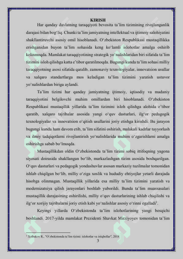O'ZBEKISTON RESPUBLIKASIDA TA'LIM SOHASIDA AMALGA OSHIRILGAN ISLOHOTLAR 3