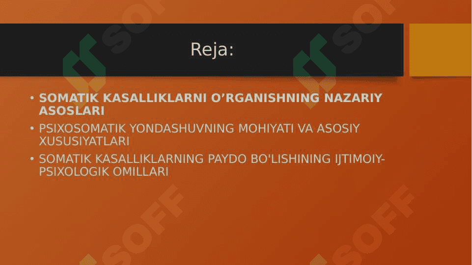 Somatik kasalliklar turlari, sabablari, oqibatlari 2