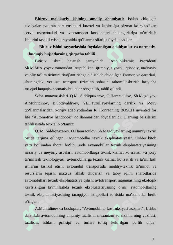 Avtomobil kuzovi hamda kabinasiga texnik xizmat ko‘rsatish va ta’mirlash ishlari uchun kerakli texnologik jihozlar tahlili 7