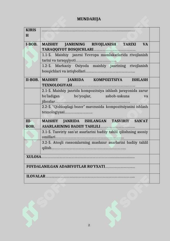 ”Qishloqdagi bozor”  kompozitsiyasini ishlash texnologiyasi 2