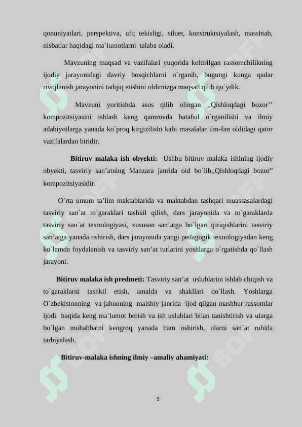 ”Qishloqdagi bozor”  kompozitsiyasini ishlash texnologiyasi 5