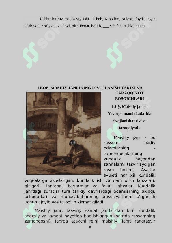 ”Qishloqdagi bozor”  kompozitsiyasini ishlash texnologiyasi 8
