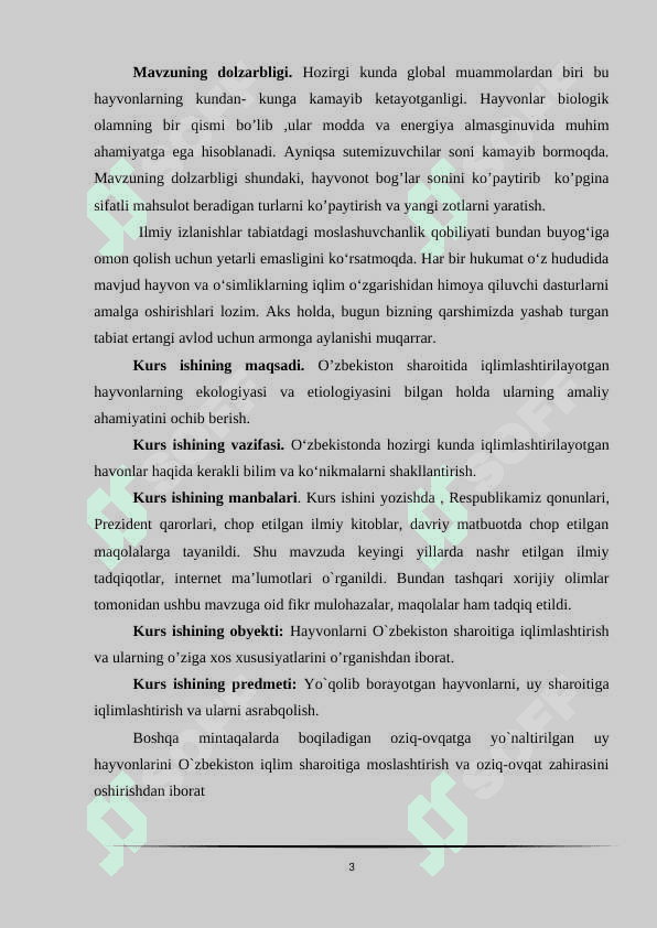 O’zbekistondagi hayvonot bog’larida hayvonlarni iqlimlashtirishga qaratilgan  chora-tadbirlar 3