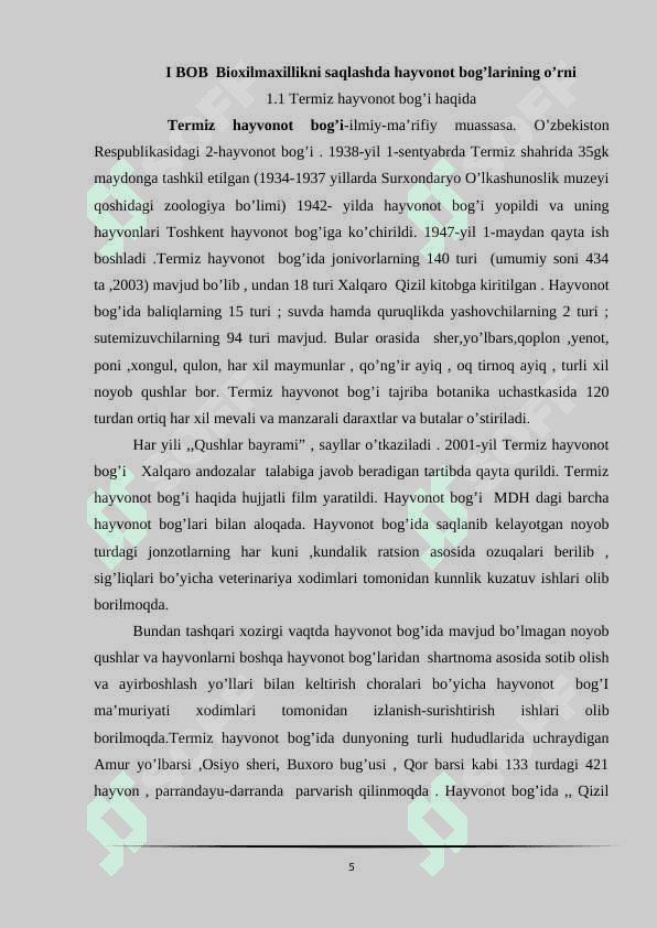 O’zbekistondagi hayvonot bog’larida hayvonlarni iqlimlashtirishga qaratilgan  chora-tadbirlar 5