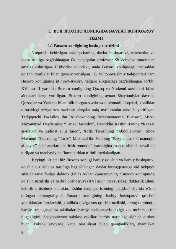 BUXORO XONLIGINING  SHAYBONIYLAR DAVRIDA DAVLAT BOSHQARUV TIZIMI 5