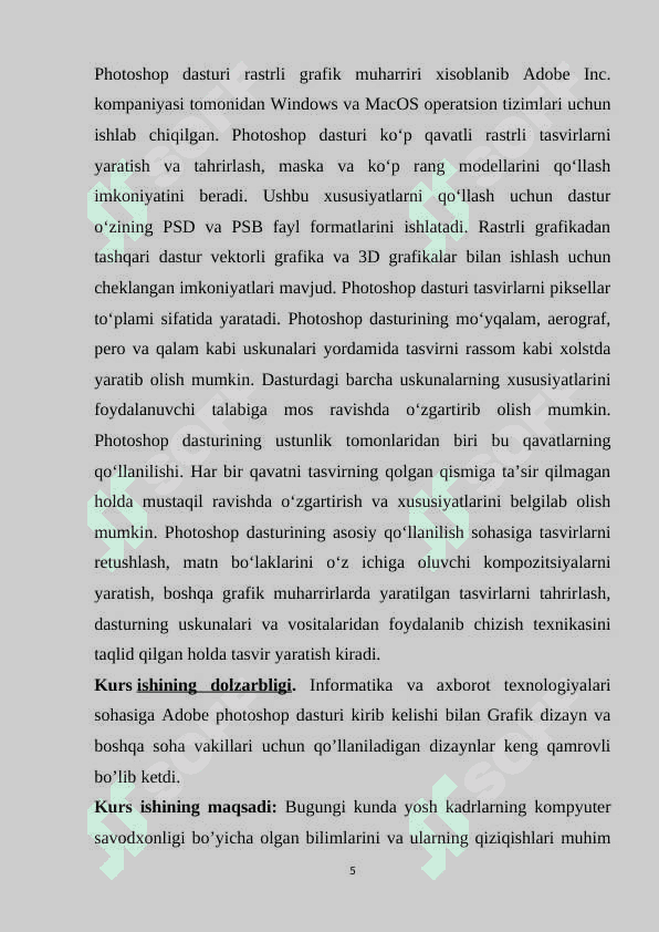 Adobe Photoshop dasturida instrumentlar yordamida maxsus effektlar yaratishning yo’llari 5