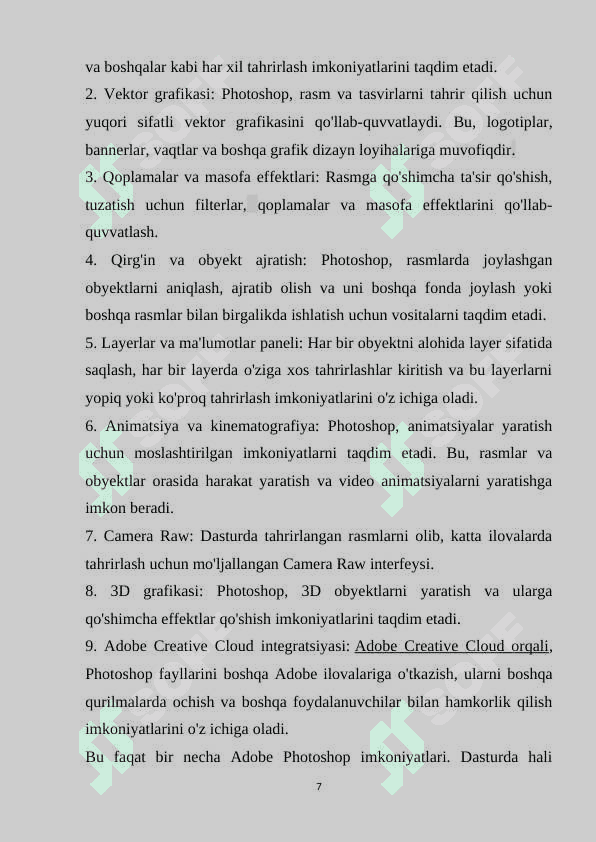 Adobe Photoshop dasturida instrumentlar yordamida maxsus effektlar yaratishning yo’llari 7