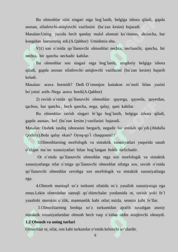 Olmosh soʻz turkumini oʻrgatish metodikasi 8